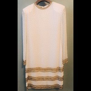 BRILLIANTE BY J.A. Vintage Bead GOLD Sequin Dress